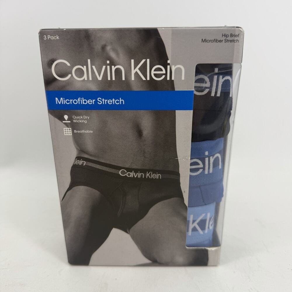 Calvin Klein Microfiber Stretch Hip Brief Underwear Mens Large 3-Pack Breathable